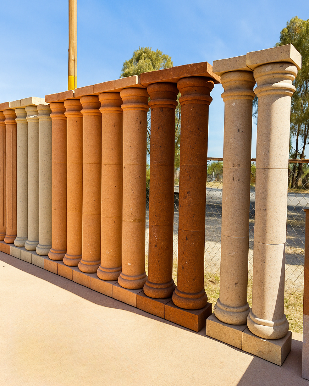 Columna en cantera rosa artesanal de Querétaro