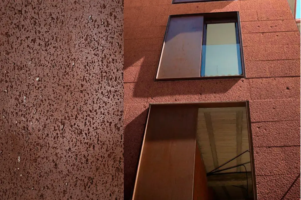 Laminado Recinto Rojo en cantera rosa artesanal de Querétaro