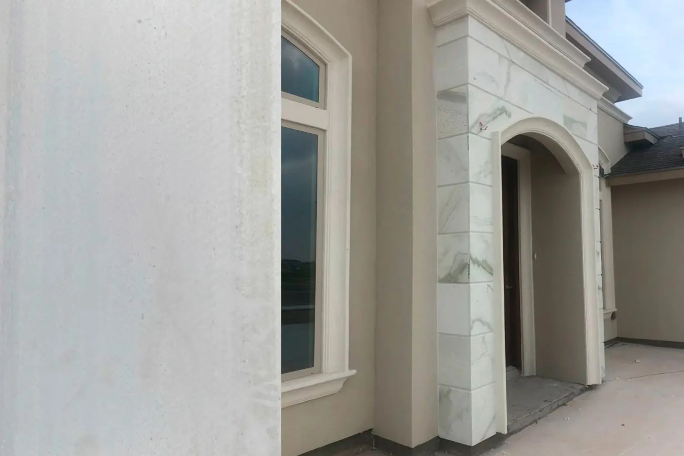 Laminado Blanco Pachuca en cantera rosa artesanal de Querétaro